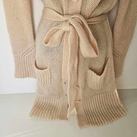 Essentiel Antwerp Mohair Wool Knit Long Cardigan Duster M Ecru Belt Coastal - Picture 5 of 10